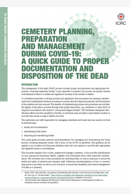 Préparation, organisation et gestion des cimetières dans le contexte du COVID-19: Guide pratique pour la documentation et l'inhumation des dépouilles