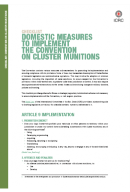 Checklist : Domestic Measures to Implement the Convention on Cluster Munitions
