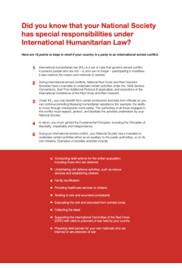 Did you know that your National Society has special responsibilities under International Humanitarian Law?